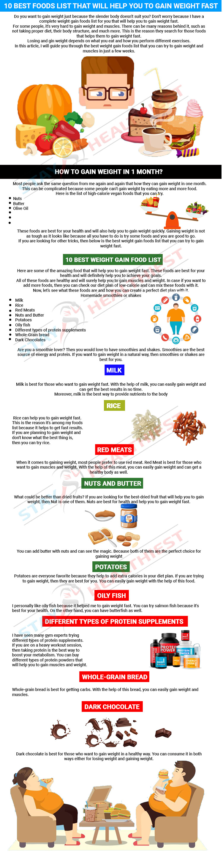 weight gain foods list