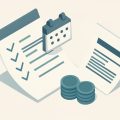 Isometric contract with a checklist of checkmarks, a calendar of payment milestones, and a stack of coins, representing agency payment terms to agree before hiring