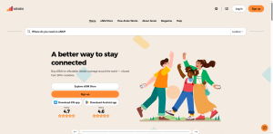 Airalo home page showing travel eSIM data plans for 200-plus destinations