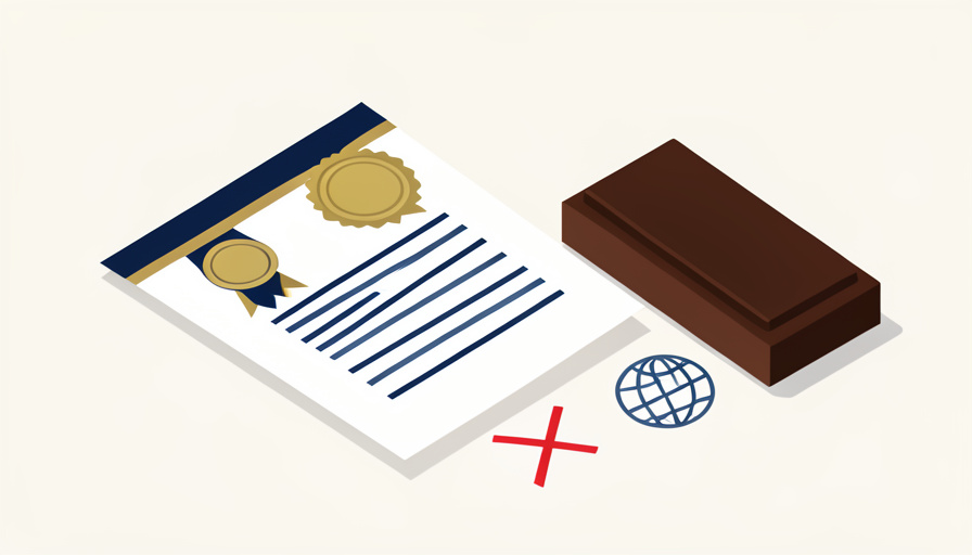 Isometric official document with a gold seal and ribbon, a notary stamp, a red X, and a globe, representing document mistakes that delay an apostille request