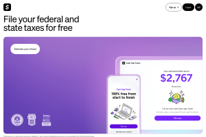 Cash App Taxes page showing free federal and state tax filing