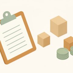 Isometric clipboard with a blank waitlist, a queue of blocks, and a stack of coins for a deposit, representing childcare waitlist statistics and deposit questions