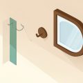 Isometric wall showing an adhesive strip, a thin wire hook, and an over-door hook with a framed mirror and a green no-damage checkmark, on Command strip alternatives for renters