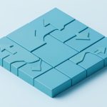 Isometric abstract market board with simple up and down arrow tiles and line motifs