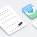 Isometric document with a pen nib signing a line, an audit-trail shield app tile, and a nonprofit heart icon, on DocuSign alternatives for nonprofits