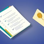 Isometric fanned stack of signed documents with checkmarks beside an envelope with a crossed-out coin, representing Dropbox Sign alternatives for HR bulk offer letters without per-envelope fees
