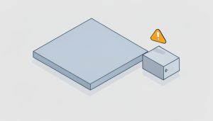 Isometric EV cutaway with a large flat traction pack and a small auxiliary battery marked by a warning triangle, on EV 12V battery symptoms