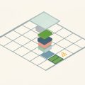 Isometric spreadsheet grid with a formula spilling a column of cells downward and a warning triangle on a blocked cell, representing Excel dynamic array errors