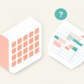 Isometric illustration of a blank calendar grid beside a spreadsheet with an uneven pattern of highlighted cells and a question mark, representing an unreliable fertility window on irregular cycles