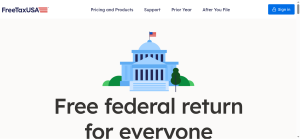 FreeTaxUSA home page showing free federal filing and Pro Support option