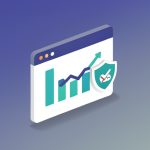 Isometric analytics dashboard with a bar chart, rising line graph, and a privacy shield with a checkmark, representing consent-friendly GA4 alternatives for WordPress