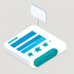 Isometric landing page with a headline block, a review stars block, and a call-to-action button, with a small AI summary card above it, representing a page built for AI Overviews