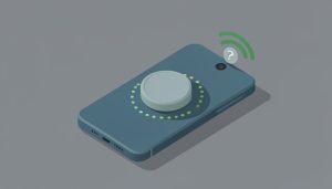 Isometric magnetic power bank hovering behind an Android phone with a magnet-ring symbol and a wireless-charge arc, on MagSafe power bank Android compatibility