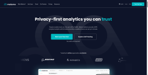 Matomo home page showing a full-featured privacy analytics platform