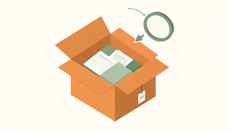Isometric open meal-kit box with recipe cards and a price tag beside a recurring-billing loop and a magnifying glass, representing meal-kit subscription traps to check