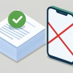 Isometric stack of income documents with a checkmark beside a crossed-out phone screenshot, representing verified paystub alternatives for a rental application