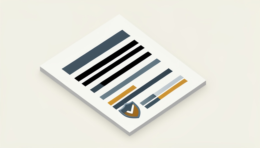Isometric document with lines properly blacked out and a security shield with a checkmark, representing PDF editors that perform proper redaction