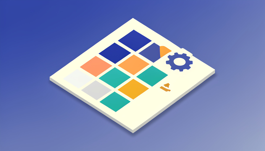 Isometric PDF page showing a portfolio thumbnail grid with a gear settings icon and an upload arrow, representing PDF portfolio export settings to check before submitting