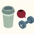 Isometric shaker bottle, a beetroot, and a dumbbell, representing caffeine-free pre-workout alternatives for people who get jitters from stimulants