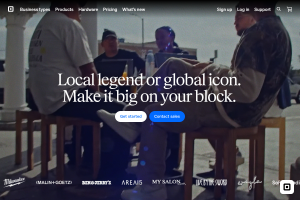 Square homepage showing point-of-sale and payment tools for sellers