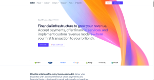 Stripe homepage showing online payment processing for businesses