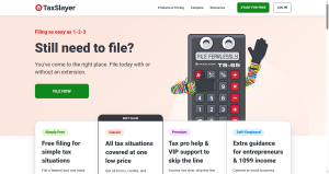 TaxSlayer home page showing tax filing plans with Ask a Tax Pro