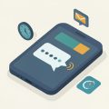 Isometric phone showing a message bubble with a hidden code, a clock, an envelope, and an app tile, representing reasons a two-factor code is not received