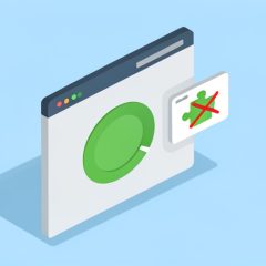Isometric WordPress dashboard with an SEO gauge, a crossed-out popup notification, and a plugin puzzle piece, on Yoast SEO alternatives for WordPress
