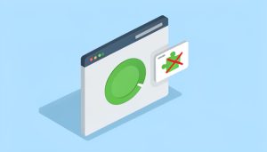 Isometric WordPress dashboard with an SEO gauge, a crossed-out popup notification, and a plugin puzzle piece, on Yoast SEO alternatives for WordPress